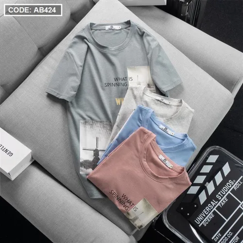 Áo Thun Nam Cổ Tròn Cotton In Hoạ Tiết Lạ Mắt