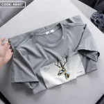 Áo Thun Nam Cổ Tròn Cotton In Tuần Lộc 3D
