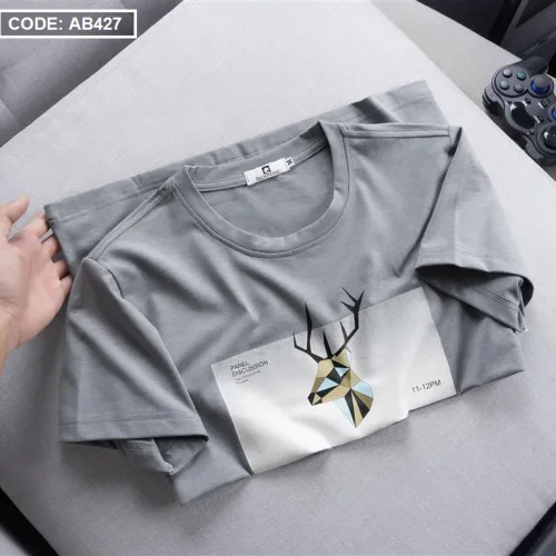 Áo Thun Nam Cổ Tròn Cotton In Tuần Lộc 3D