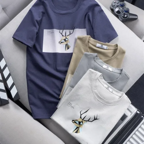 Áo Thun Nam Cổ Tròn Cotton In Tuần Lộc 3D