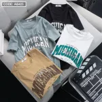 Áo Thun Nam Cổ Tròn Cotton Tay Ngắn In Chữ Michigan