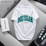Áo Thun Nam Cổ Tròn Cotton Tay Ngắn In Chữ Michigan