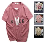 Áo thun nam cỏ tròn in chữ V chất cotton muối