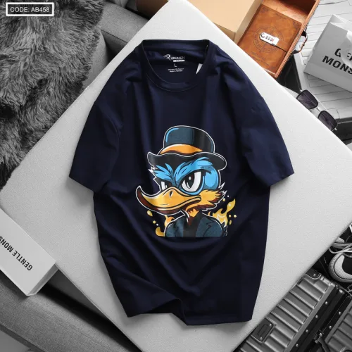 Áo Thun Nam Cổ Tròn Rurumen Màu Xanh Đen In Hình Cool Duck Big Size
