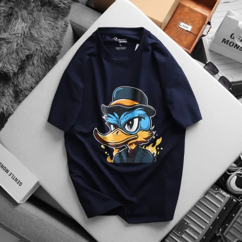 Áo Thun Nam Cổ Tròn Rurumen Màu Xanh Đen In Hình Cool Duck Big Size