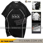 Áo Thun Nam Cổ Tròn Pack Horse In Chữ Think Viền Sọc