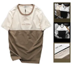 Áo Thun Nam Cổ Tròn Pack Horse Thêu Chữ New York Phối Hai Màu
