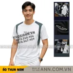 Áo Thun Nam Cổ Tròn Phối Sọc Màu & In Logo Chữ Trước Ngực Có Big Size
