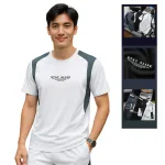 Áo Thun Nam Cổ Tròn Phối Sọc Màu & In Logo Chữ Trước Ngực Có Big Size