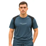 Áo Thun Nam Cổ Tròn Phối Sọc Màu & In Logo Chữ Trước Ngực Có Big Size