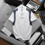 Áo Thun Nam Cổ Tròn Phối Sọc Màu & In Logo Chữ Trước Ngực Có Big Size