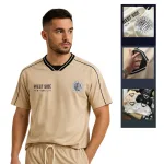 Áo Thun Nam Cổ Tròn Phối Sọc Và In Logo Chữ Bền Đẹp Trước Ngực Có Big Size