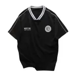 Áo Thun Nam Cổ Tròn Phối Sọc Và In Logo Chữ Bền Đẹp Trước Ngực Có Big Size