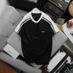 Áo Thun Nam Cổ Tròn Phối Sọc Vai Áo Và Thêu Chữ Pack Trước Ngực Có Big Size
