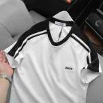 Áo Thun Nam Cổ Tròn Phối Sọc Vai Áo Và Thêu Chữ Pack Trước Ngực Có Big Size