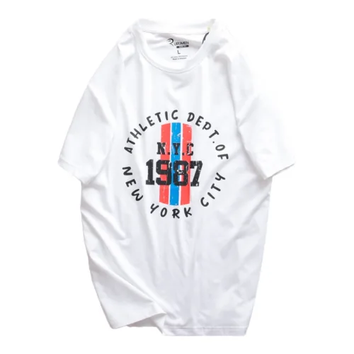 Áo Thun Nam Cổ Tròn Rurumen Màu Trắng In Chữ NYC 1987 (Có size 4x)