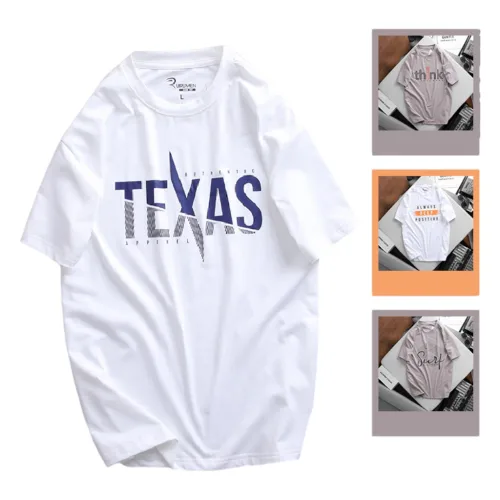 Áo Thun Nam Cổ Tròn Rurumen Màu Trắng In chữ Texas Big Size
