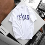 Áo Thun Nam Cổ Tròn Rurumen Màu Trắng In chữ Texas Big Size