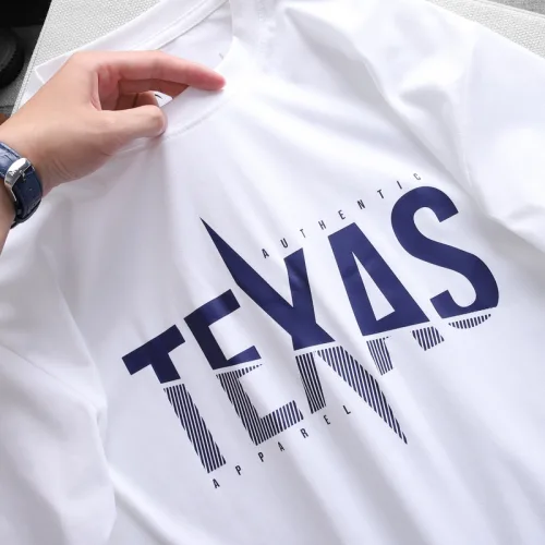 Áo Thun Nam Cổ Tròn Rurumen Màu Trắng In chữ Texas Big Size