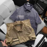 Áo Thun Nam Polo - Áo Thun Cổ Bẻ Nam Phối Sọc Có Túi Trước Ngực Sang Trọng Có Big Size