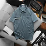Áo Thun Nam Polo - Áo Thun Cổ Bẻ Nam Phối Sọc Có Túi Trước Ngực Sang Trọng Có Big Size
