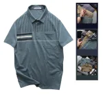 Áo Thun Nam Polo - Áo Thun Cổ Bẻ Nam Phối Sọc Có Túi Trước Ngực Sang Trọng Có Big Size