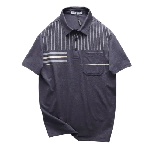 Áo Thun Nam Polo - Áo Thun Cổ Bẻ Nam Phối Sọc Có Túi Trước Ngực Sang Trọng Có Big Size
