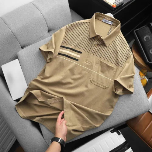 Áo Thun Nam Polo - Áo Thun Cổ Bẻ Nam Phối Sọc Có Túi Trước Ngực Sang Trọng Có Big Size