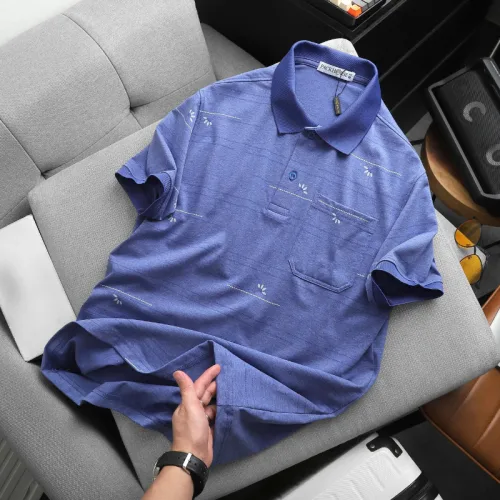 Áo Thun Nam Polo - Áo Thun Cổ Bẻ Nam Phối Sọc Hoa Túi Trước Ngực Sang Trọng Có Big Size
