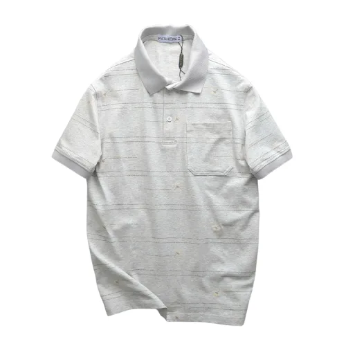 Áo Thun Nam Polo - Áo Thun Cổ Bẻ Nam Phối Sọc Hoa Túi Trước Ngực Sang Trọng Có Big Size