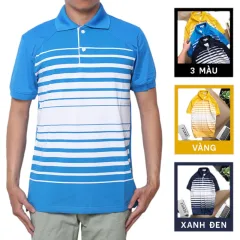 Áo Thun Nam Polo Cổ Bẻ Tay Ngắn Phối Sọc Trắng Bền Đẹp