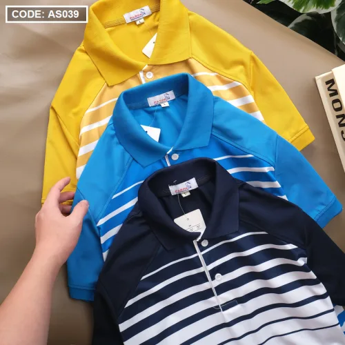 Áo Thun Nam Polo Cổ Bẻ Tay Ngắn Phối Sọc Trắng Bền Đẹp