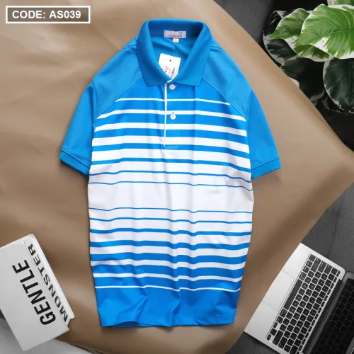 Áo Thun Nam Polo Cổ Bẻ Tay Ngắn Phối Sọc Trắng Bền Đẹp