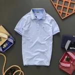 Áo Thun Nam Polo Cổ Bẻ Thêu Chữ A Phối Có Túi Thun Cotton