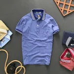 Áo Thun Nam Polo Cổ Bẻ Thêu Chữ A Phối Có Túi Thun Cotton