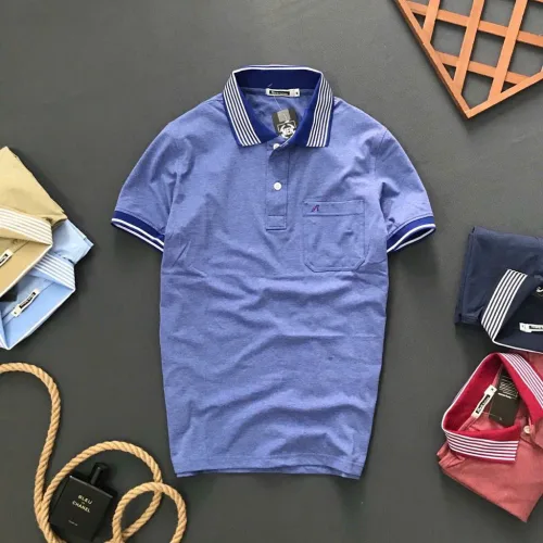 Áo Thun Nam Polo Cổ Bẻ Thêu Chữ A Phối Có Túi Thun Cotton