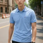 Áo Thun Nam Polo Cổ Bẻ Thêu Chữ A Phối Có Túi Thun Cotton