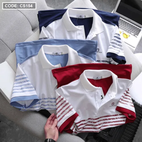 Áo Thun Nam Polo In Sọc Màu Cao Cấp