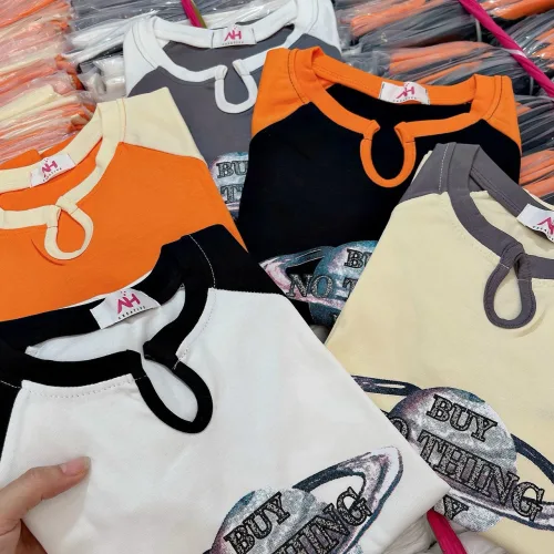 Áo thun nữ Baby Tee ôm body từ 35kg - 55kg In chữ BUY NO THING