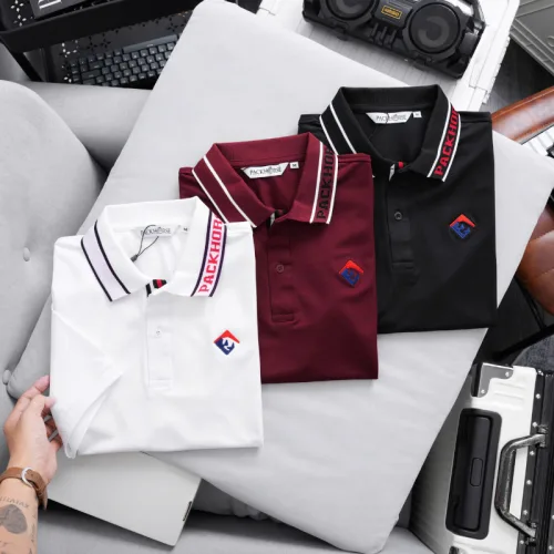 Áo Thun Polo Nam - Áo Thun Nam Cổ Bẻ Thêu Logo Trước Ngực Và Phối Sọc Chữ Cổ Áo Bền Đẹp Có Big Size