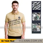 Áo Thun Polo Nam - Áo Thun Nam Phối Sọc Thêu Logo Trước Ngực Trẻ Trung Bigsize