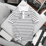 Áo Thun Polo Nam - Áo Thun Nam Phối Sọc Thêu Logo Trước Ngực Trẻ Trung Bigsize