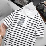 Áo Thun Polo Nam - Áo Thun Nam Phối Sọc Thêu Logo Trước Ngực Trẻ Trung Bigsize