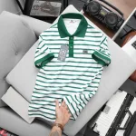 Áo Thun Polo Nam - Áo Thun Nam Phối Sọc Thêu Logo Trước Ngực Trẻ Trung Bigsize