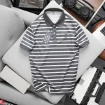 Áo Thun Polo Nam - Áo Thun Nam Phối Sọc Thêu Logo Trước Ngực Trẻ Trung Bigsize