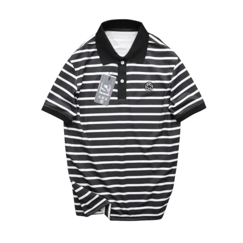 Áo Thun Polo Nam - Áo Thun Nam Phối Sọc Thêu Logo Trước Ngực Trẻ Trung Bigsize