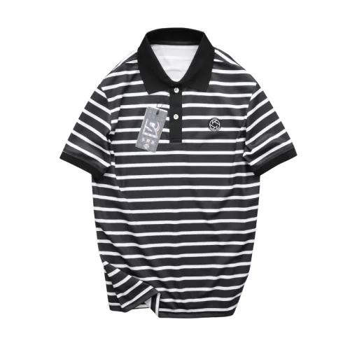 Áo Thun Polo Nam - Áo Thun Nam Phối Sọc Thêu Logo Trước Ngực Trẻ Trung Bigsize
