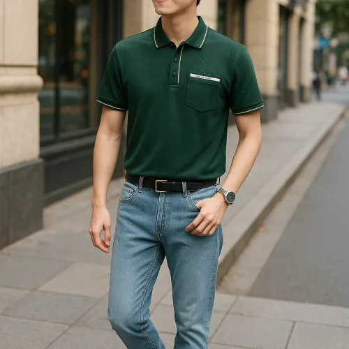 Áo Thun Polo Nam Cao Cấp - Áo Thun Nam Cổ Bẻ Phối Viền Có Túi Trước Ngực Và In Logo Bền Đẹp Big Size