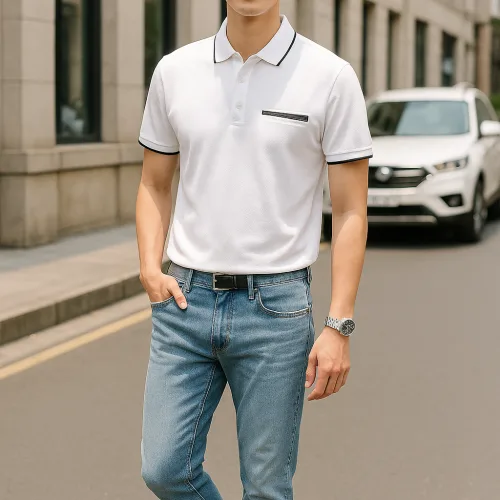 Áo Thun Polo Nam Cao Cấp - Áo Thun Nam Cổ Bẻ Phối Viền Có Túi Trước Ngực Và In Logo Bền Đẹp Big Size