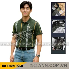 Áo Thun Polo Nam Cổ Bẻ Phối Sọc Và Thêu Logo Trước Ngực Bền Đẹp Có Big Size